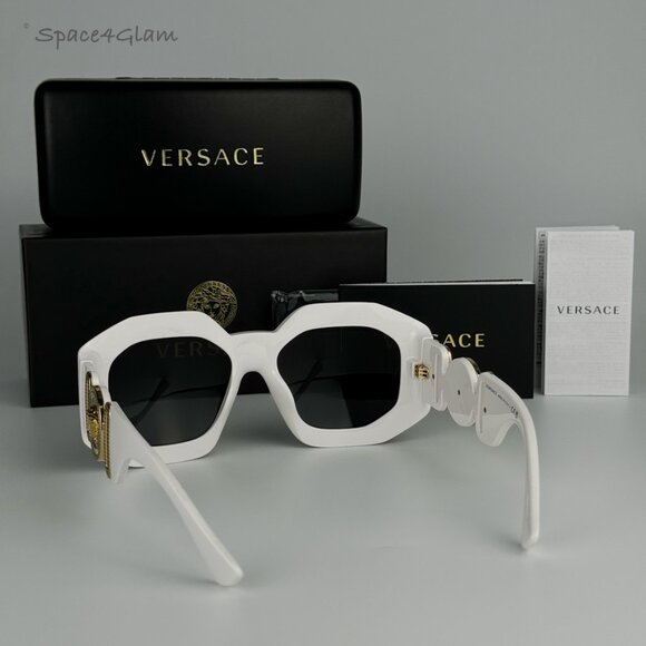 NEW Versace VE4424U 314/87 MEDUSA BIGGIE White Grey Square Oversized Sunglasses main image 5